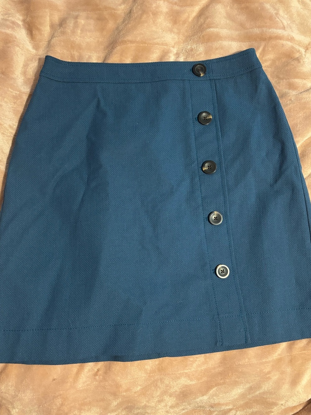 Ann Taylor Teal Button-Front Mini Skirt